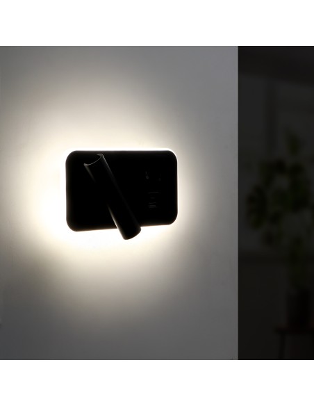 Black Square 10W 4000K Adjustable LED Wall Light