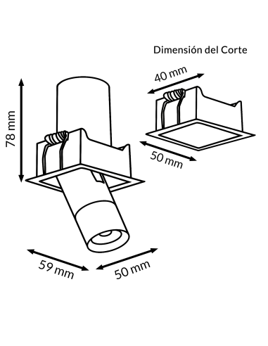 Adjustable LED Spotlight Mini White Tube Square 5W CCT
