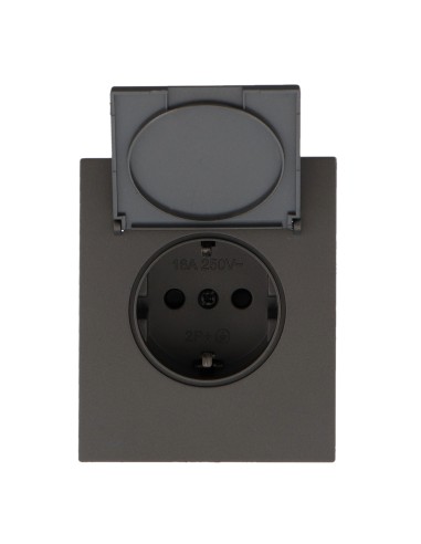 Prise Schuko avec cache encastrable noir 16A