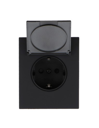 Prise Schuko avec cache encastrable noir 16A