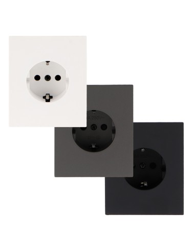 Prise Schuko avec cache encastrable noir 16A