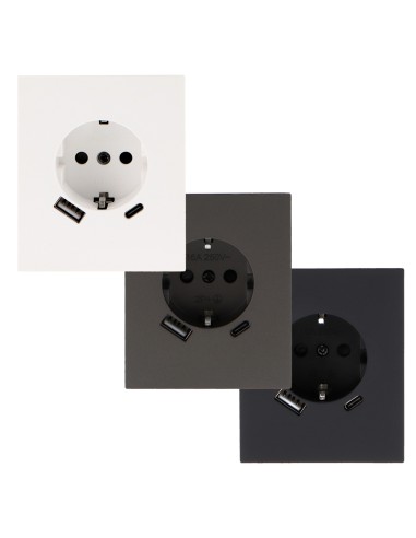 Prise Schuko avec cache encastrable noir 16A