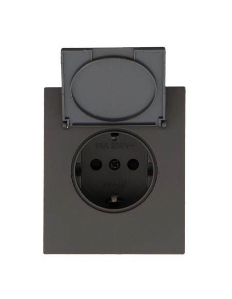 Einbausteckdose Typ Schuko mit Deckel Ledme 16A Grau
