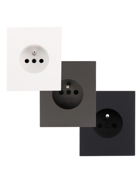 Einbausteckdose Typ Schuko mit Deckel Ledme 16A Grau
