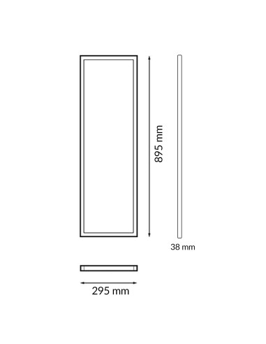 Panel LED de superficie rectangular 36W M LEDME aluminio 895x295x38mm