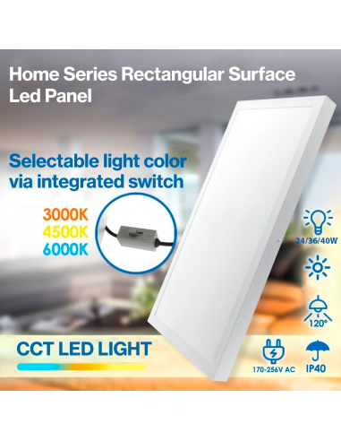 Rectangular Surface LED Panel 36W M LEDME Aluminum 895x295x38mm
