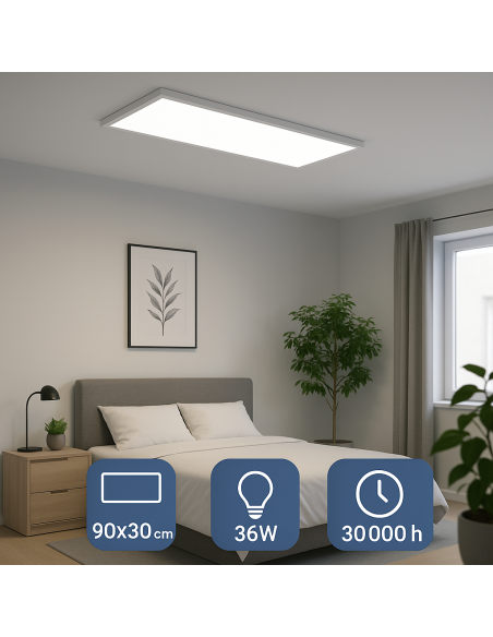 Rectangular Surface LED Panel 36W M LEDME Aluminum 895x295x38mm