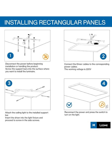 LED Surface Panel Square 60x60 cm 40W M LEDME