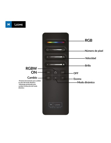 Comando RF 2.4 GHz M LEDME per controller SPI/IC LED RGBW