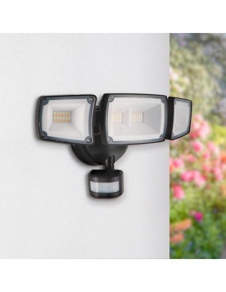 LED Wall Light Black Security CCT 45W IP54 with Motion Sensor
