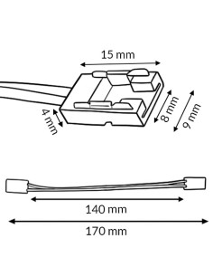 Conector Duplo com Cabo para Faixa LED 8mm 12V/24V 2 Pin - Pack 20 2