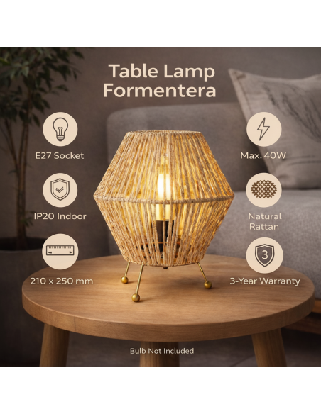 Lampe de table Formentera rotin E27 40W