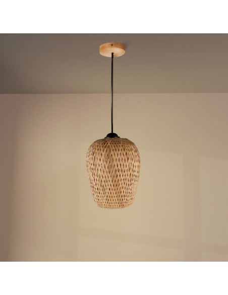 Lâmpara de teto Tabarca ratã natural M LEDME 40W E27