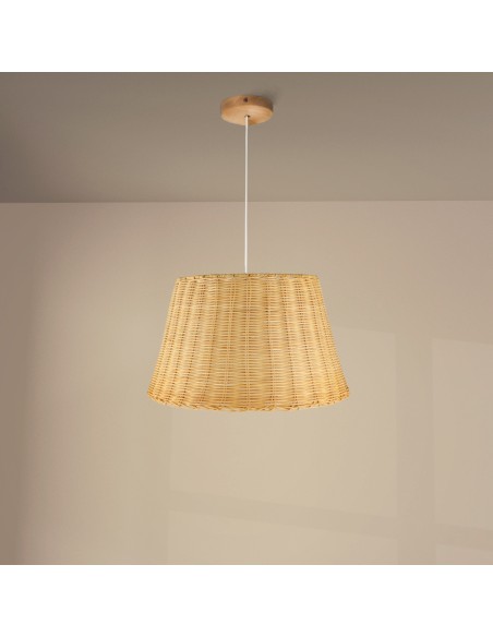 Lâmpara de Teto Sicilia M LEDME com base E27 e material rattan