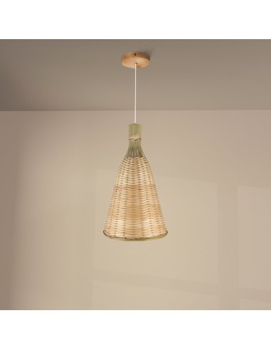 Lampada da soffitto Mallorca M LEDME con base E27 e materiale rattan