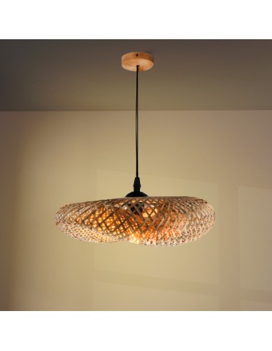 Lâmpara de Teto Ohana M LEDME com base E27 e gabião de rattan