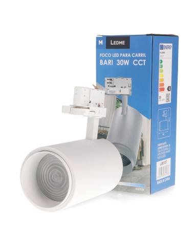 White Bari 30W LED Track Light Adjustable Optics Triac CCT