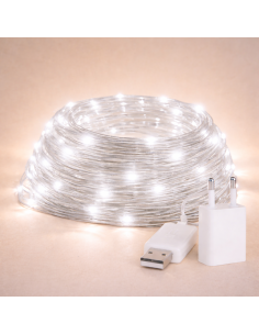 15M 7000K Adjustable Outdoor LED String Light with USB