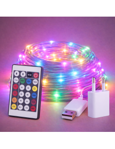 Ghirlanda LED RGB Esterna da 15m con USB e Telecomando