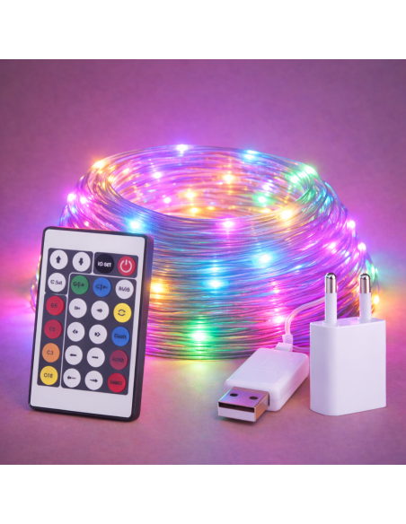 15m Outdoor LED RGB String Light with USB and Remote Control