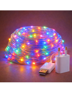 LED Outdoor String Light with USB 15M Dual RGB Dimmable