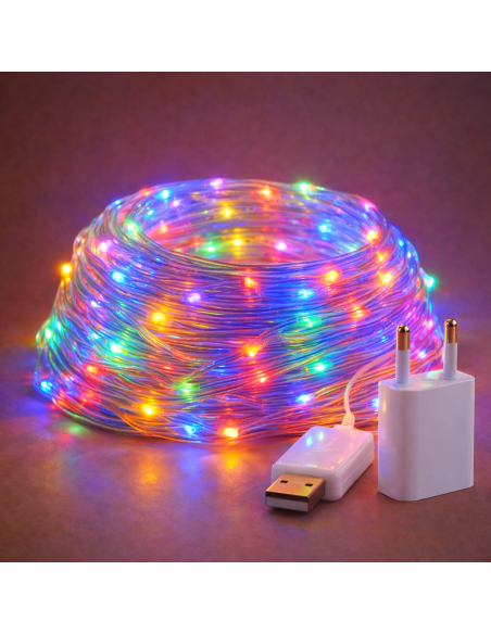 LED Outdoor String Light with USB 15M Dual RGB Dimmable