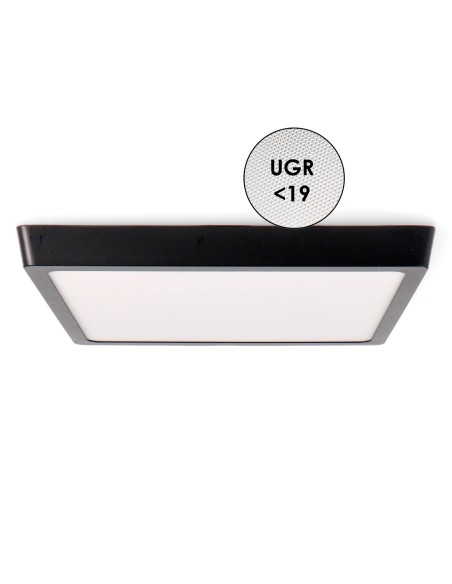 Black Square Surface Panel 25W SMD LED 3CCT Aluminum 300x300mm