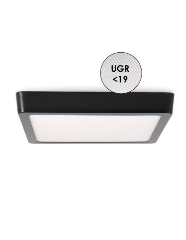 Black Square Surface Panel 25W SMD LED 3CCT Aluminum 300x300mm