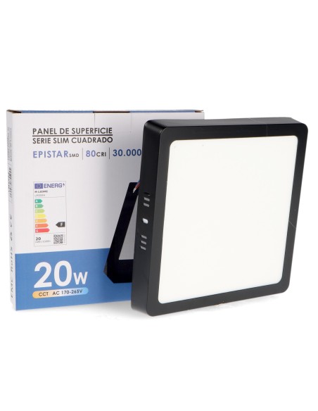 Black Surface Square Panel 20W CCT Aluminum