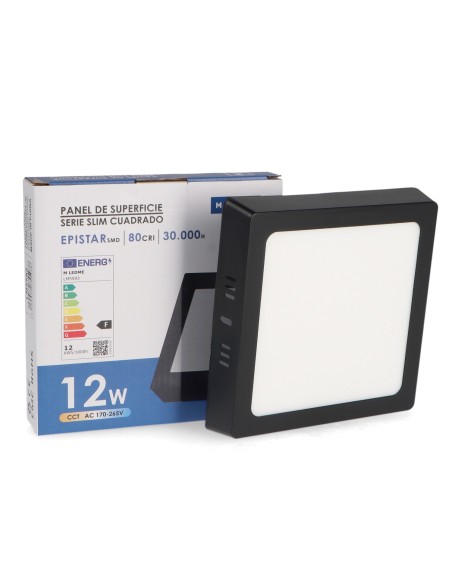 Surface Panel Square Black 12W CCT 170mm Aluminum