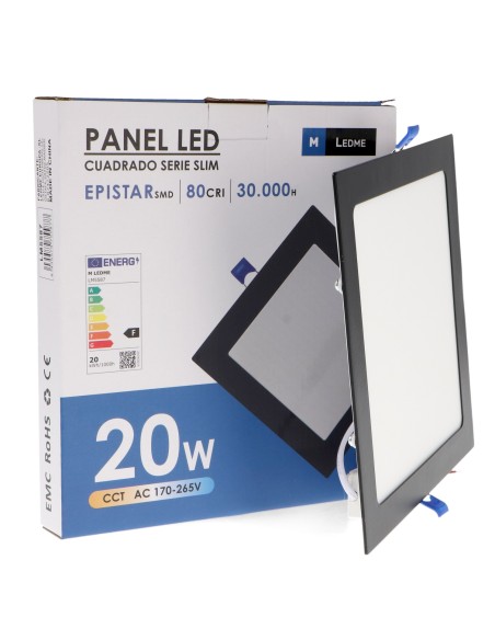Panel LED cuadrado negro 20W M LEDME SMD 2835 2000 lm CCT