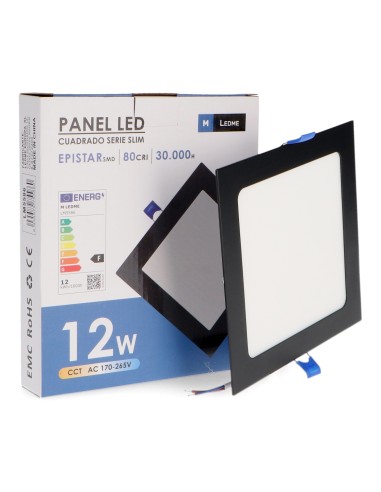 Black Square LED Panel 12W CCT 170mm SMD 2835