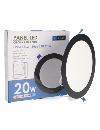 M LEDME 20W CCT Black Circular LED Panel