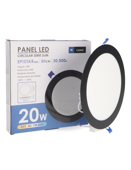 Panel LED Circular Negro 20W CCT de M LEDME
