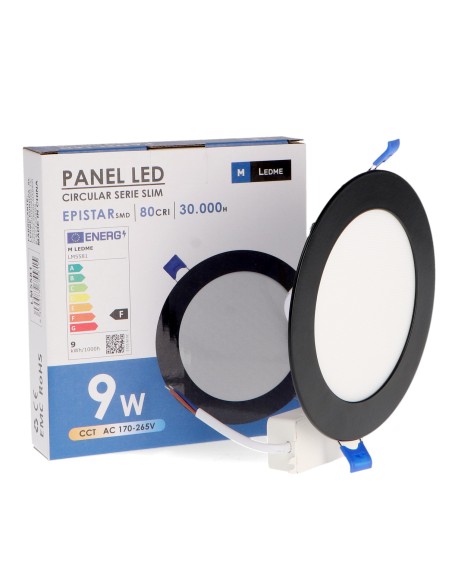 9W CCT Recessed Circular Black LED Panel