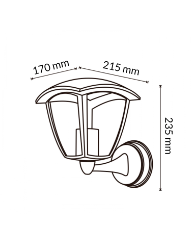 Aplique de parede Ronse M LEDME aço PMMA IP44 170x215x235mm