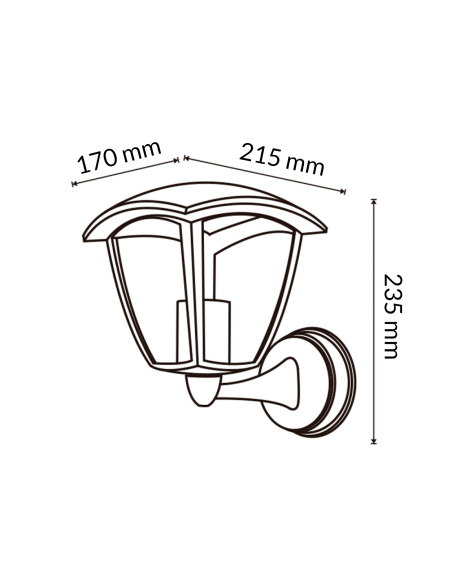 Aplique de parede Ronse M LEDME aço PMMA IP44 170x215x235mm
