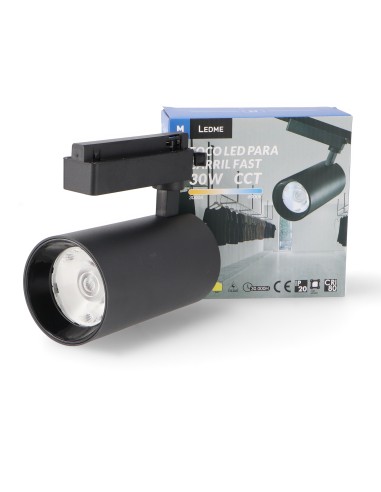 Fast Track Black LED Spotlight 30W Single Phase CCT