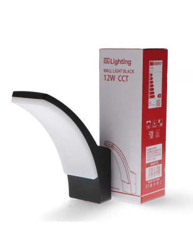 LED Wall Light Winni Black 12W Outdoor IP54 IK8