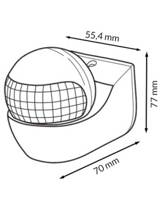 Surface-mounted 180° PIR motion detector LEDME 12m IP44 2
