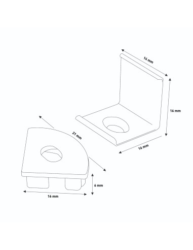 Pack de 2 Topos e Grampos para Perfil LM3744