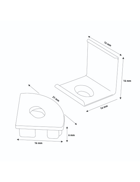 Pack de 2 Topos e Grampos para Perfil LM3744