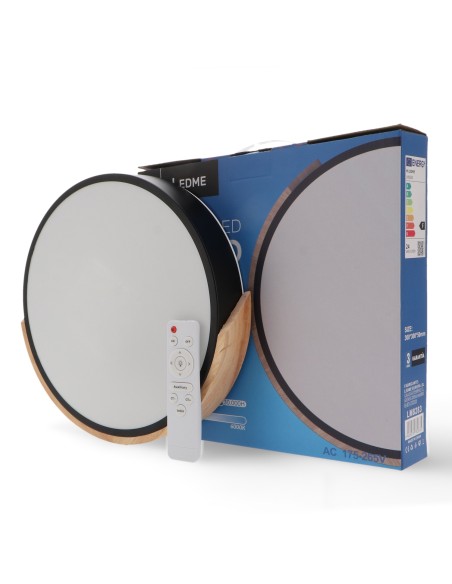 LED Ceiling Light M LEDME Black Wood 24W 2400lm Surface
