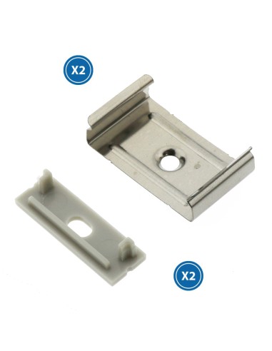 Pack 2 tampões e 2 grampos perfil Lm3775 marca M LEDME material PC