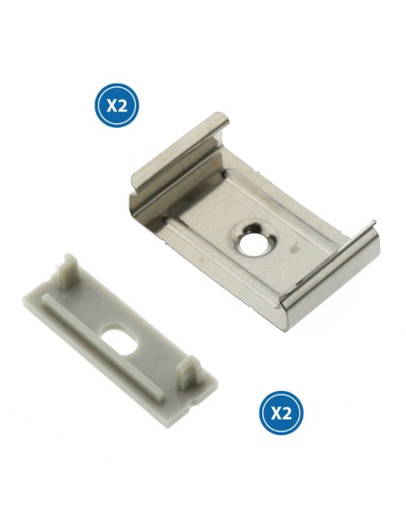 Pack 2 tampões e 2 grampos perfil Lm3775 marca M LEDME material PC