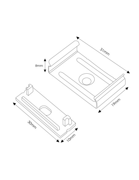 Kit 2 tappi e 2 graffe profilo LM3775 marca M LEDME materiale PC