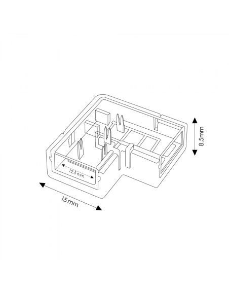 Conector L para Faixa LED IP68 10mm para 8mm 2Pin