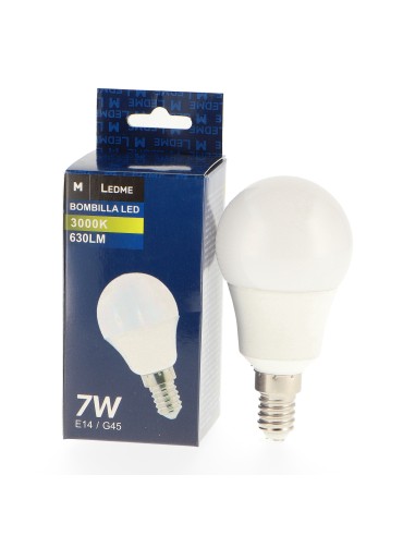 Lâmpada LED E14 G60 7W 3000K Marca M LEDME