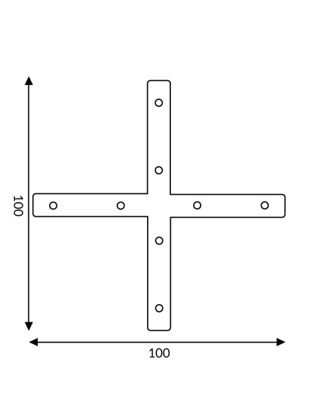Conector Plano em X de Alumínio M LEDME