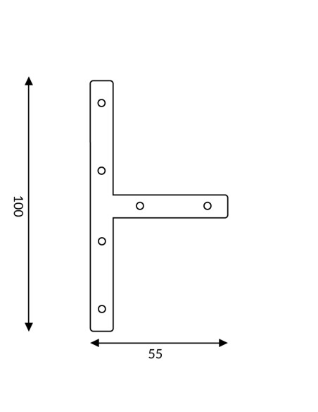 Conector Plano em T de Alumínio M LEDME